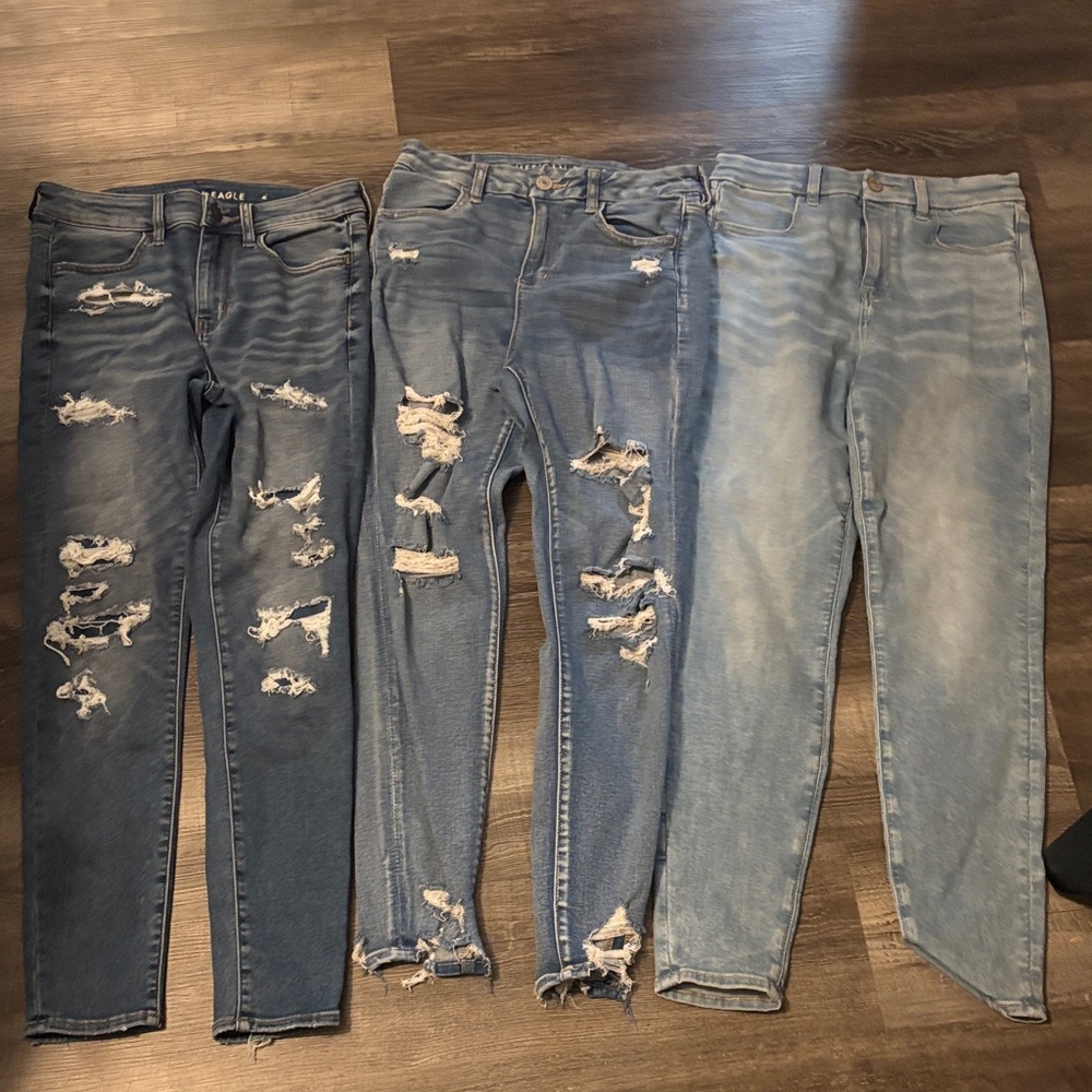 Distressed Blue Denim Jeans